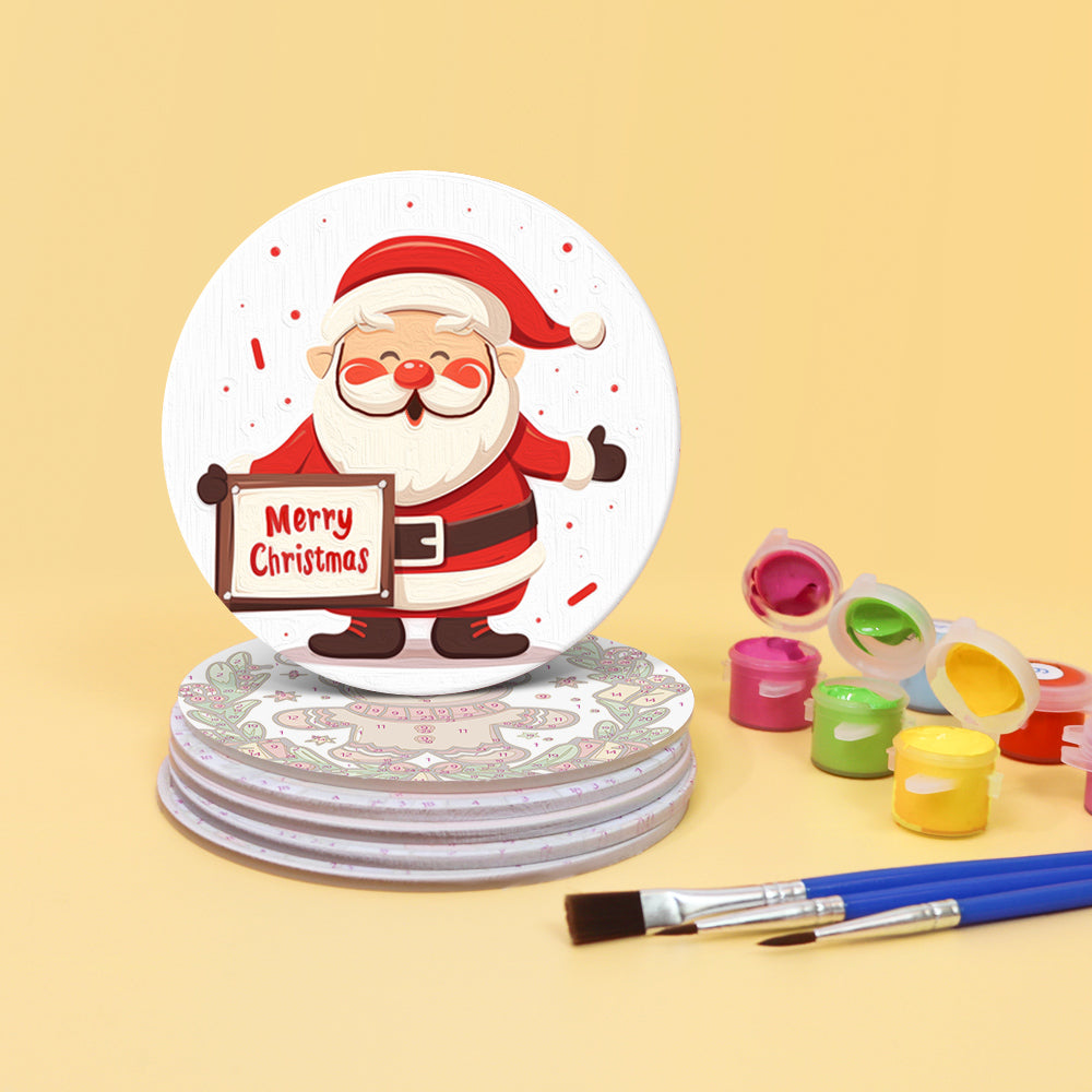 Christmas Print Paint By Numbers Coaster Set (6 Pack)