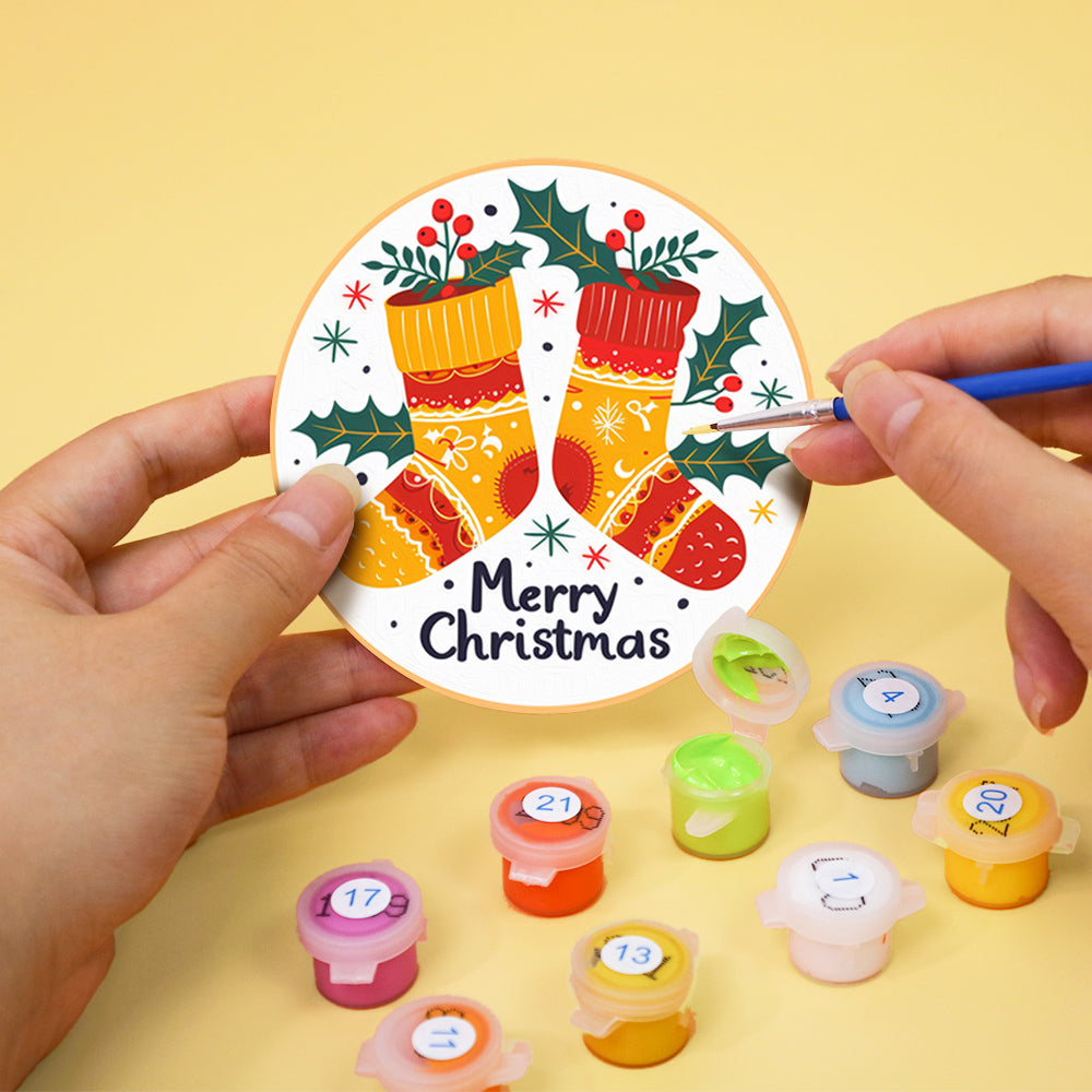 Christmas Print Paint By Numbers Coaster Set (6 Pack)