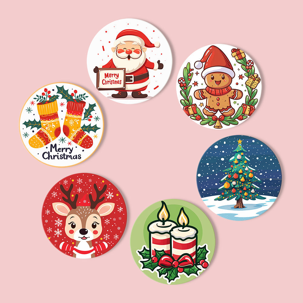 Christmas Print Paint By Numbers Coaster Set (6 Pack)