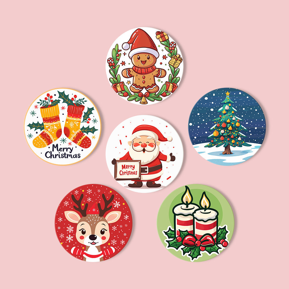 Christmas Print Paint By Numbers Coaster Set (6 Pack)