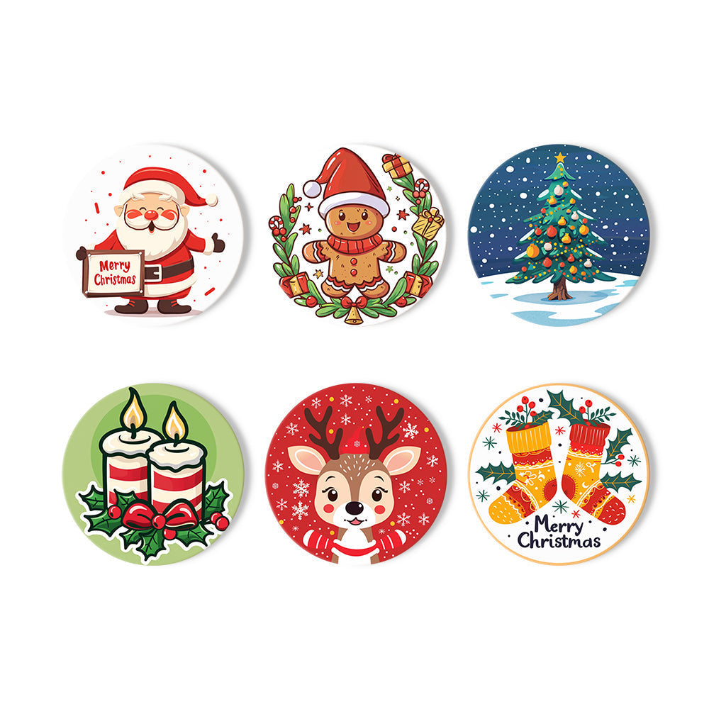 Christmas Print Paint By Numbers Coaster Set (6 Pack)