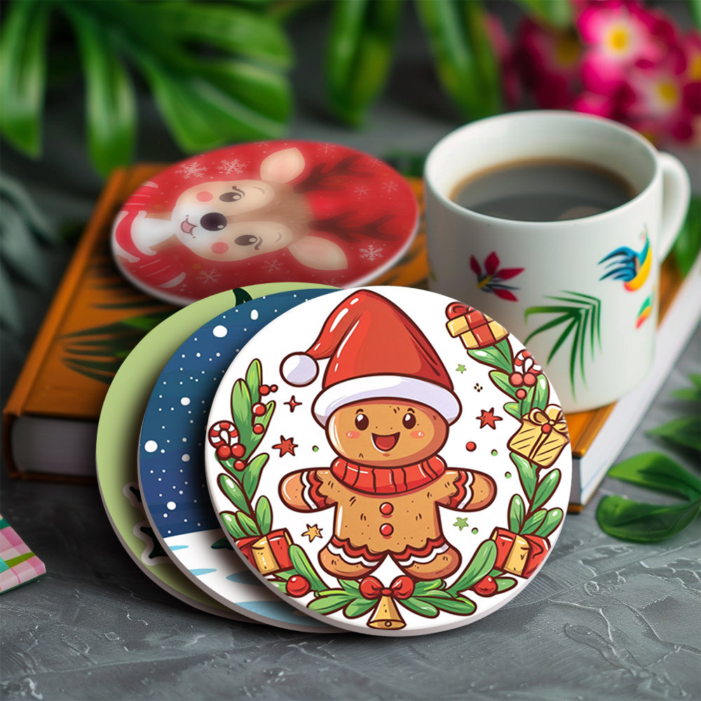 Christmas Print Paint By Numbers Coaster Set (6 Pack)