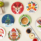 Christmas Print Paint By Numbers Coaster Set (6 Pack)