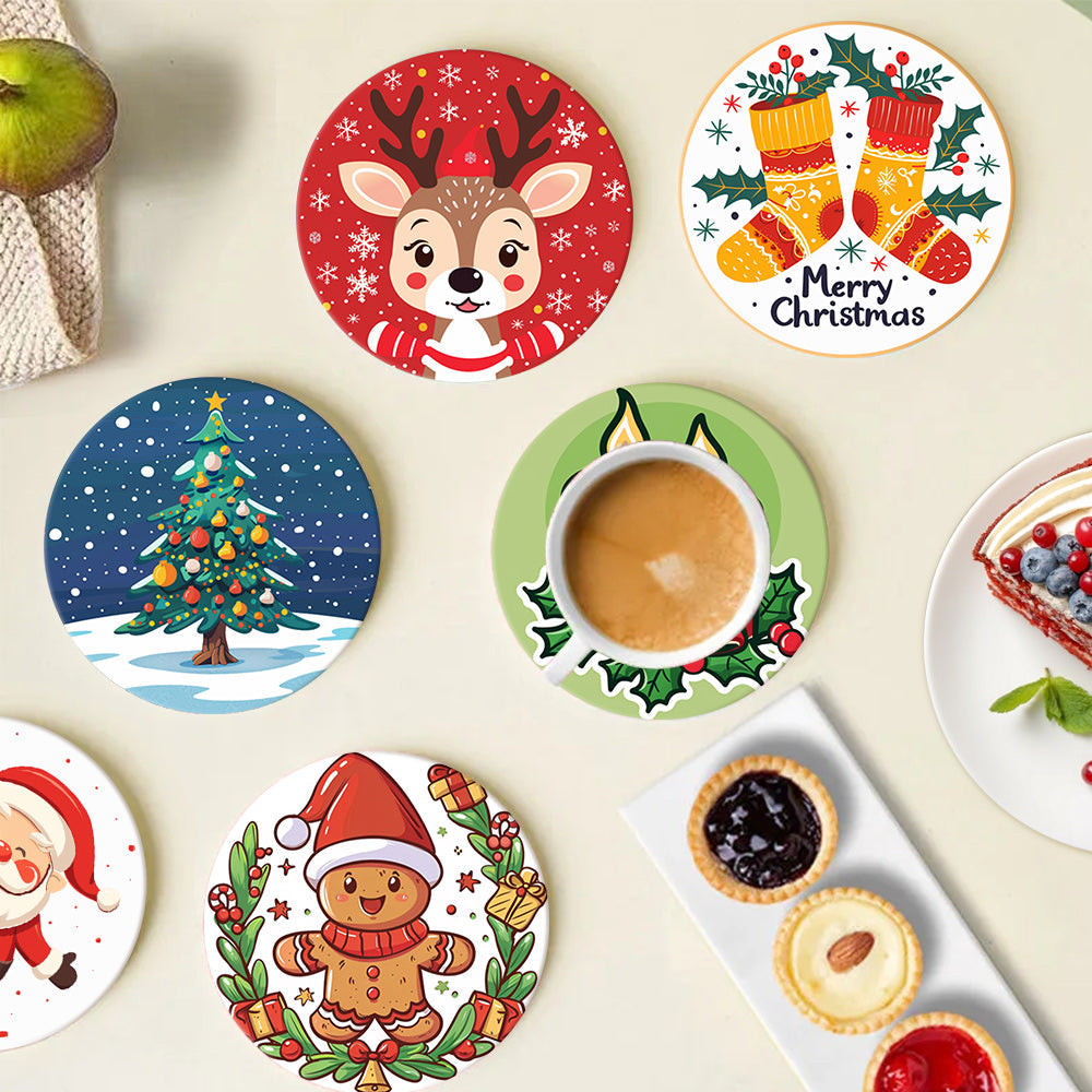 Christmas Print Paint By Numbers Coaster Set (6 Pack)