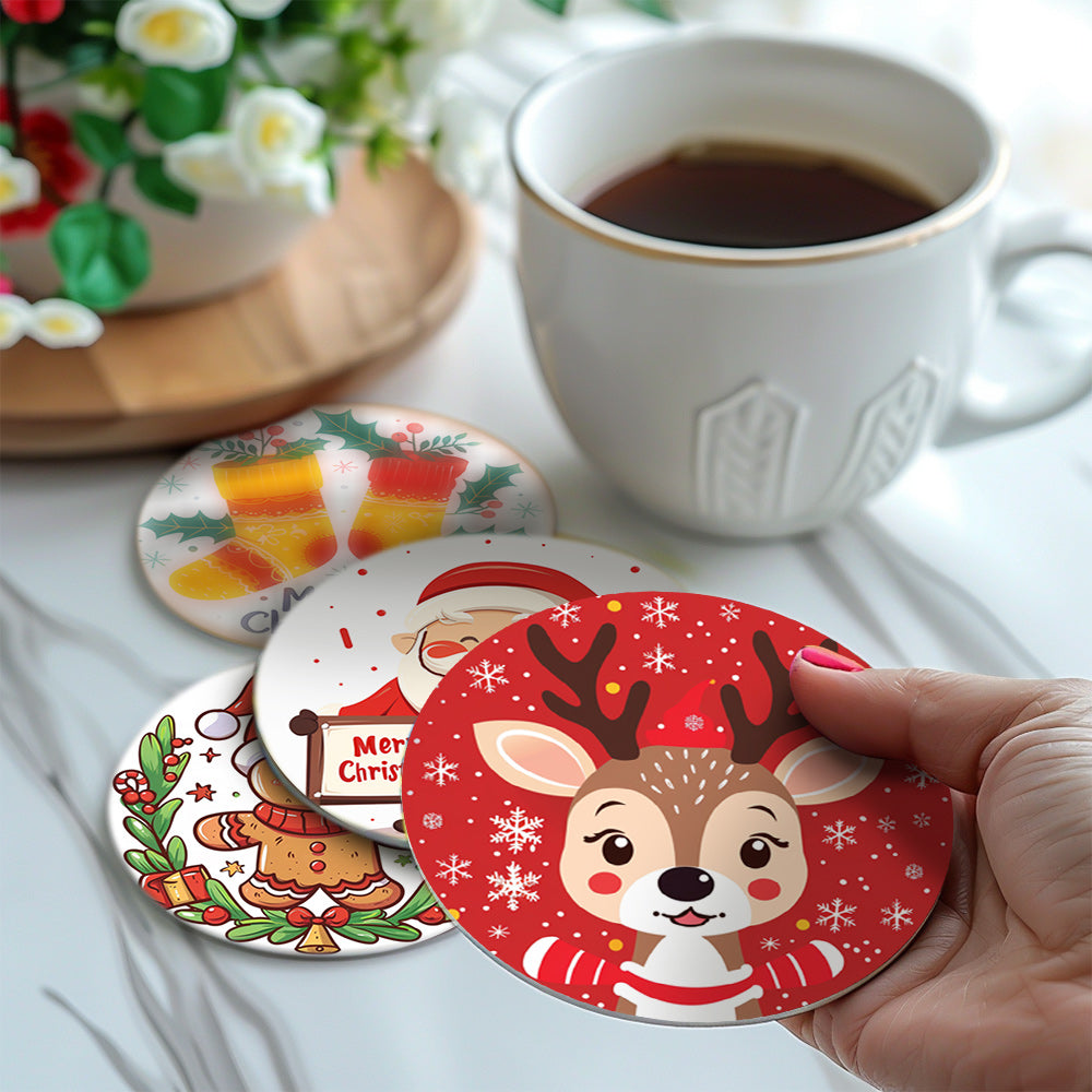 Christmas Print Paint By Numbers Coaster Set (6 Pack)