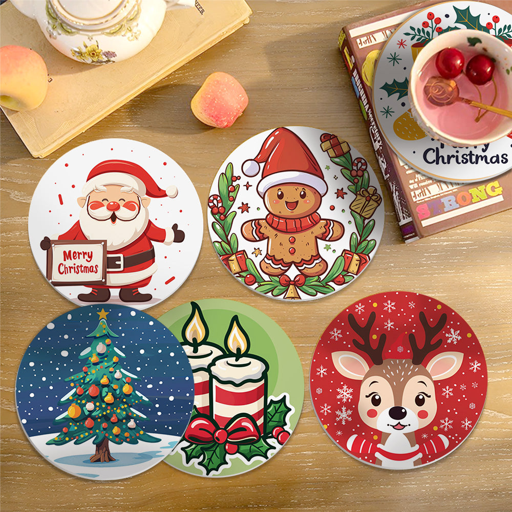 Christmas Print Paint By Numbers Coaster Set (6 Pack)