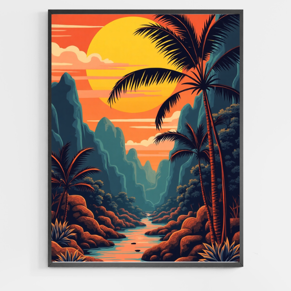 Lever de soleil rétro - Peinture par numéros à faire soi-même