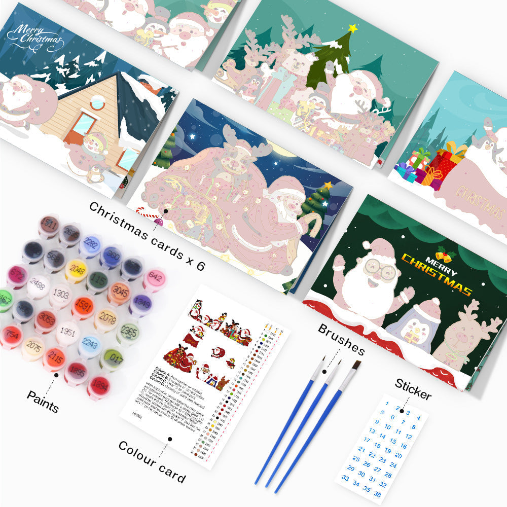 Carte de Noël à peindre par numéros – Collection cadeaux (lot de 6)