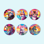 Animal Print Paint By Numbers Coaster Set (6 Pack)