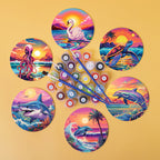 Set de sous-verres à peindre avec motifs de vie marine (lot de 6)