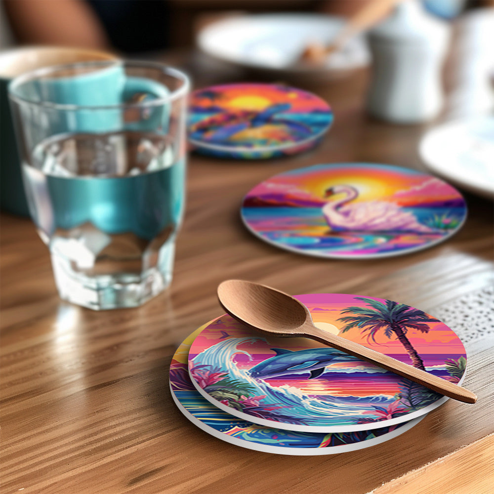 Set de sous-verres à peindre avec motifs de vie marine (lot de 6)