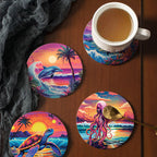 Set de sous-verres à peindre avec motifs de vie marine (lot de 6)