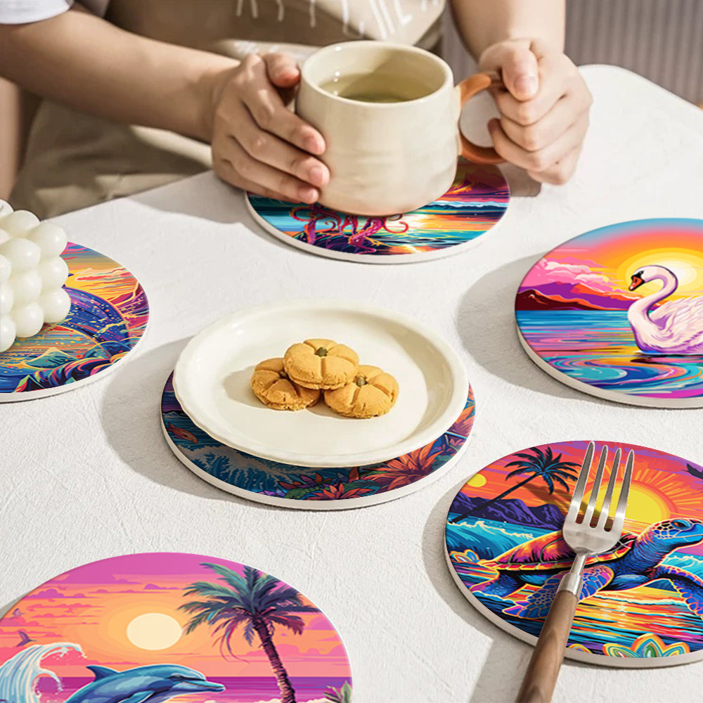 Set de sous-verres à peindre avec motifs de vie marine (lot de 6)