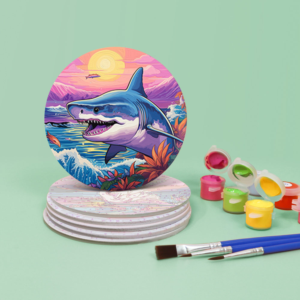 Set de sous-verres à peindre avec motifs de vie marine (lot de 6)