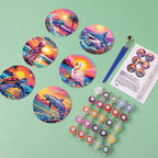 Set de sous-verres à peindre avec motifs de vie marine (lot de 6)