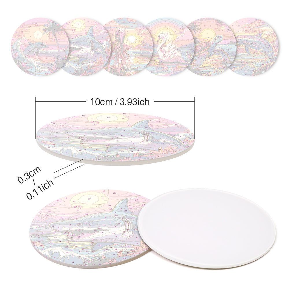 Set de sous-verres à peindre avec motifs de vie marine (lot de 6)