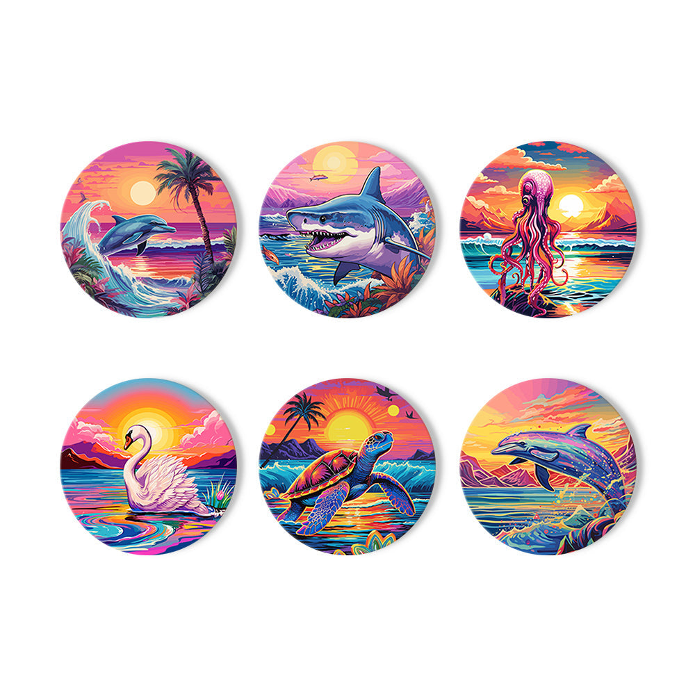 Set de sous-verres à peindre avec motifs de vie marine (lot de 6)