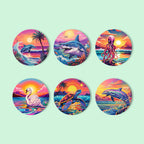 Set de sous-verres à peindre avec motifs de vie marine (lot de 6)