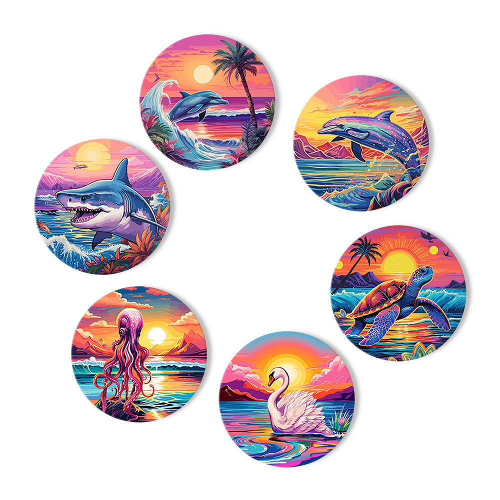 Set de sous-verres à peindre avec motifs de vie marine (lot de 6)