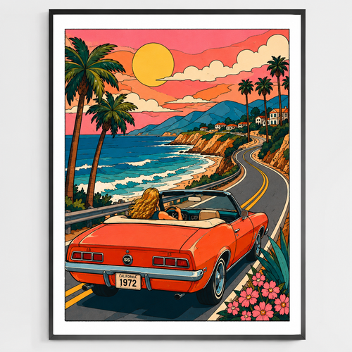 California Sunset Coastal Drive - Peinture par numéros à faire soi-même