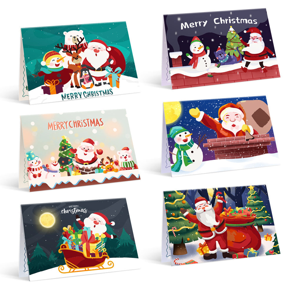 Carte de Noël Peinture par numéros - Collection Neige (Lot de 6)