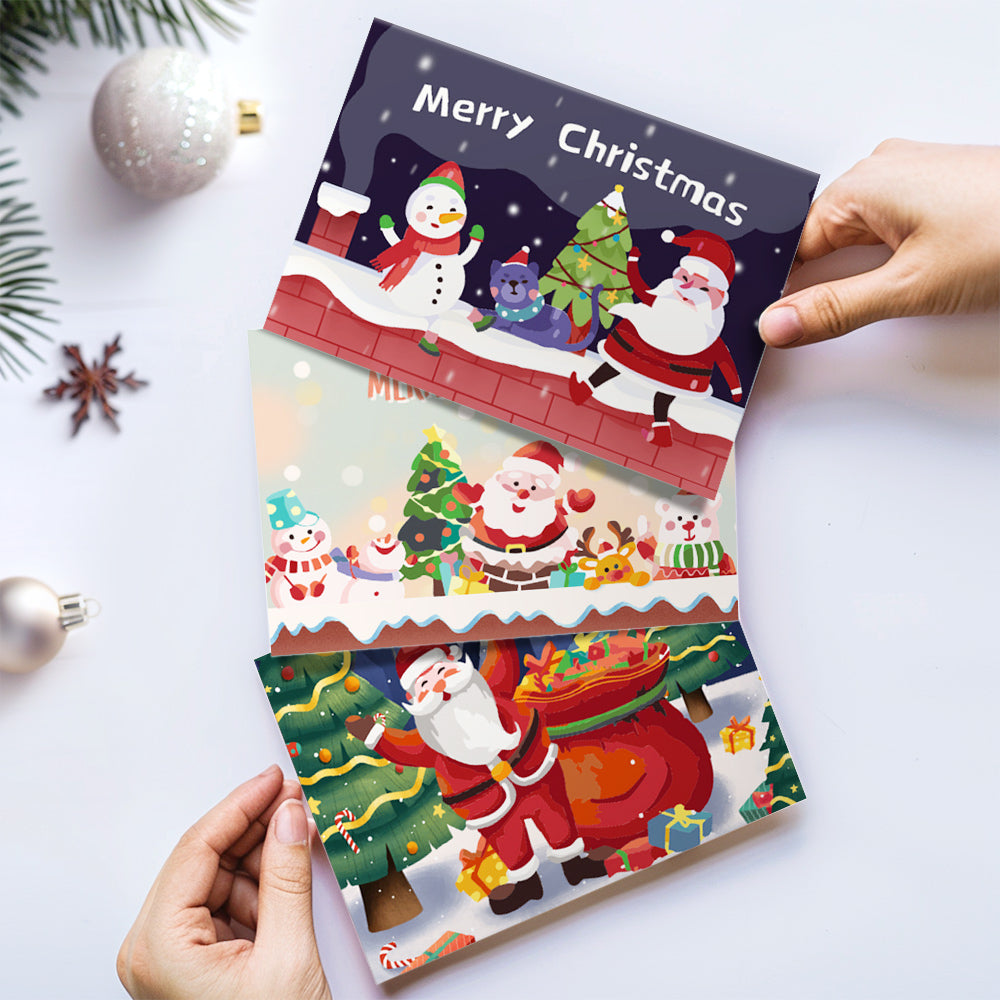 Carte de Noël Peinture par numéros - Collection Neige (Lot de 6)