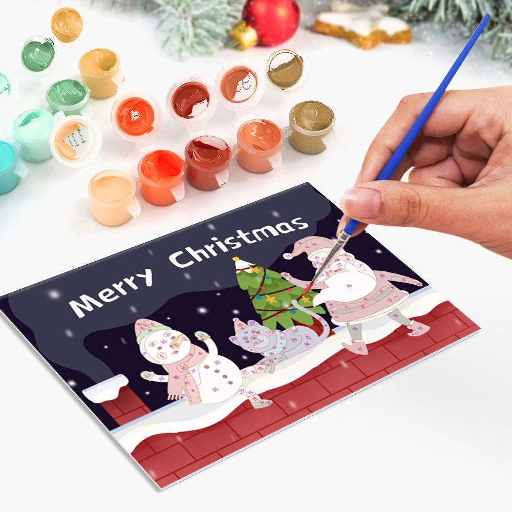 Carte de Noël Peinture par numéros - Collection Neige (Lot de 6)