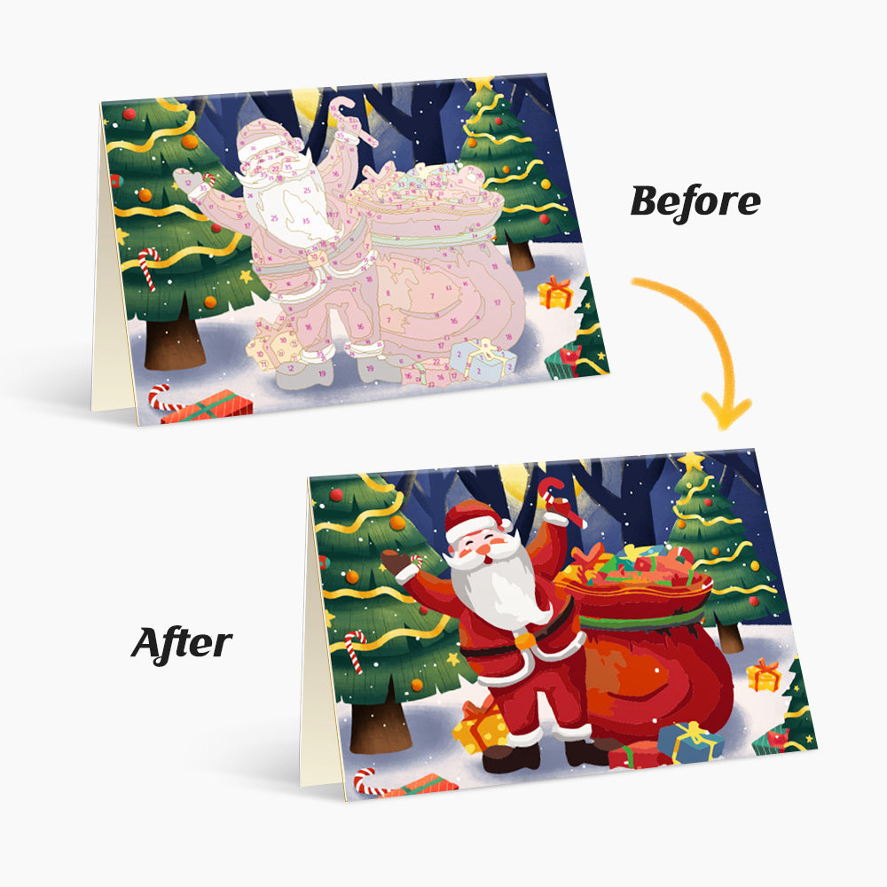 Carte de Noël Peinture par numéros - Collection Neige (Lot de 6)