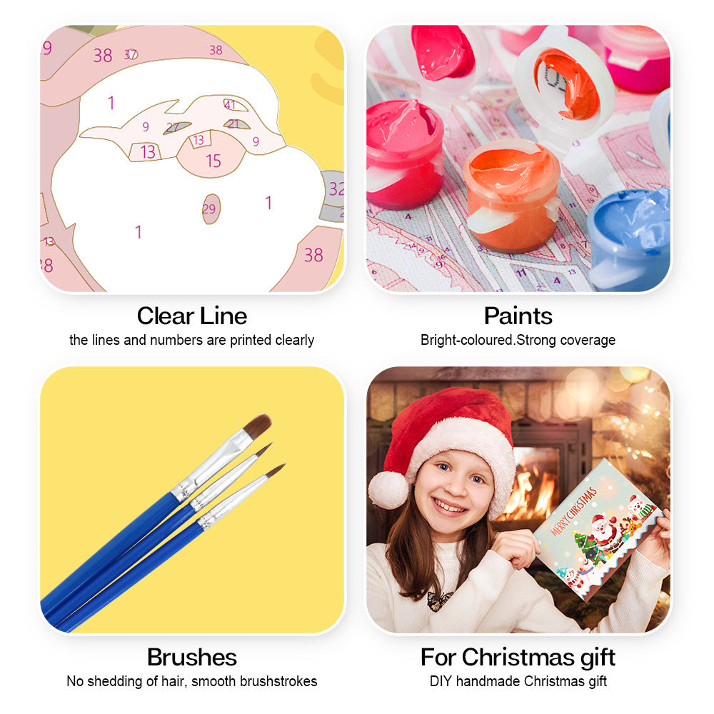 Carte de Noël Peinture par numéros - Collection Neige (Lot de 6)