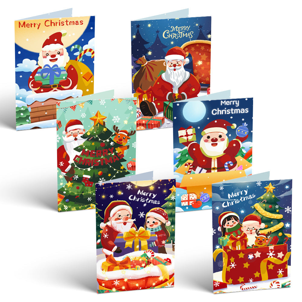 Cartes de Noël à peindre par numéros - Collection Sapin de Noël (Lot de 6)