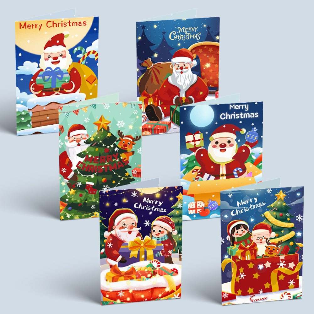 Cartes de Noël à peindre par numéros - Collection Sapin de Noël (Lot de 6)