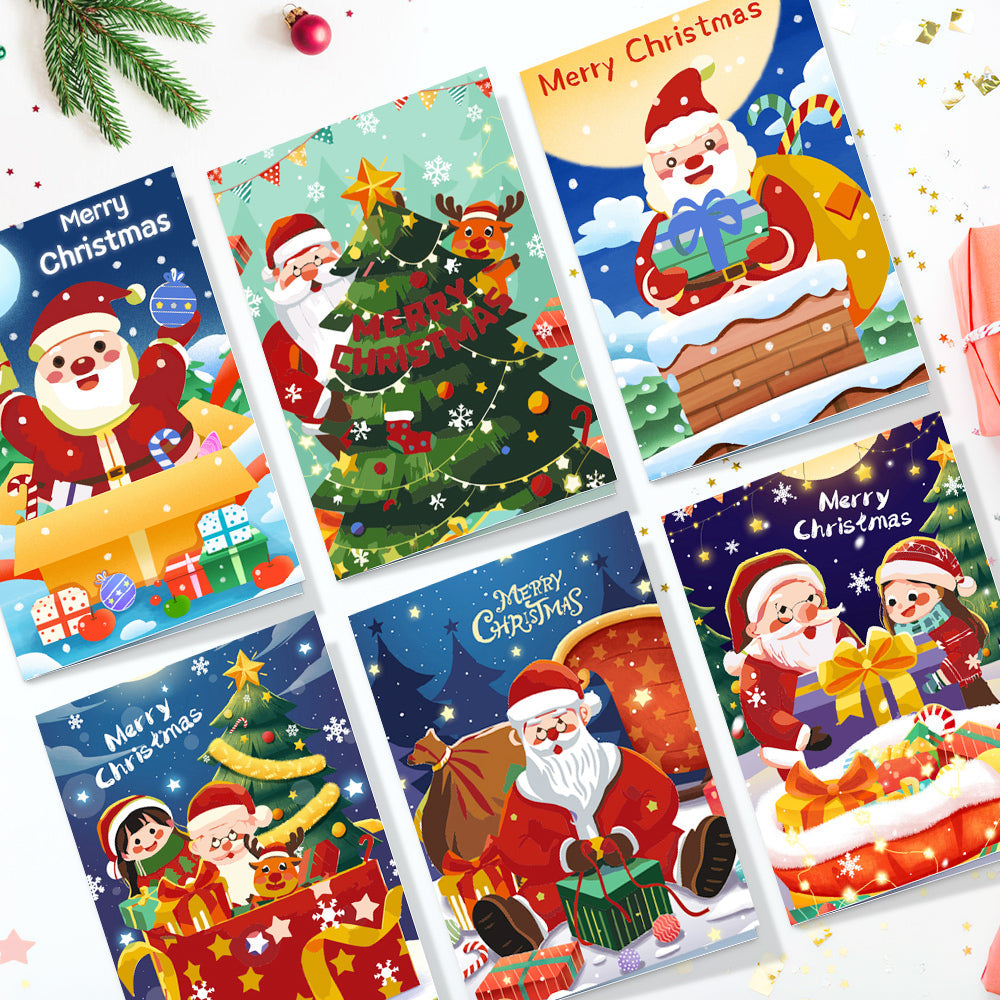Cartes de Noël à peindre par numéros - Collection Sapin de Noël (Lot de 6)