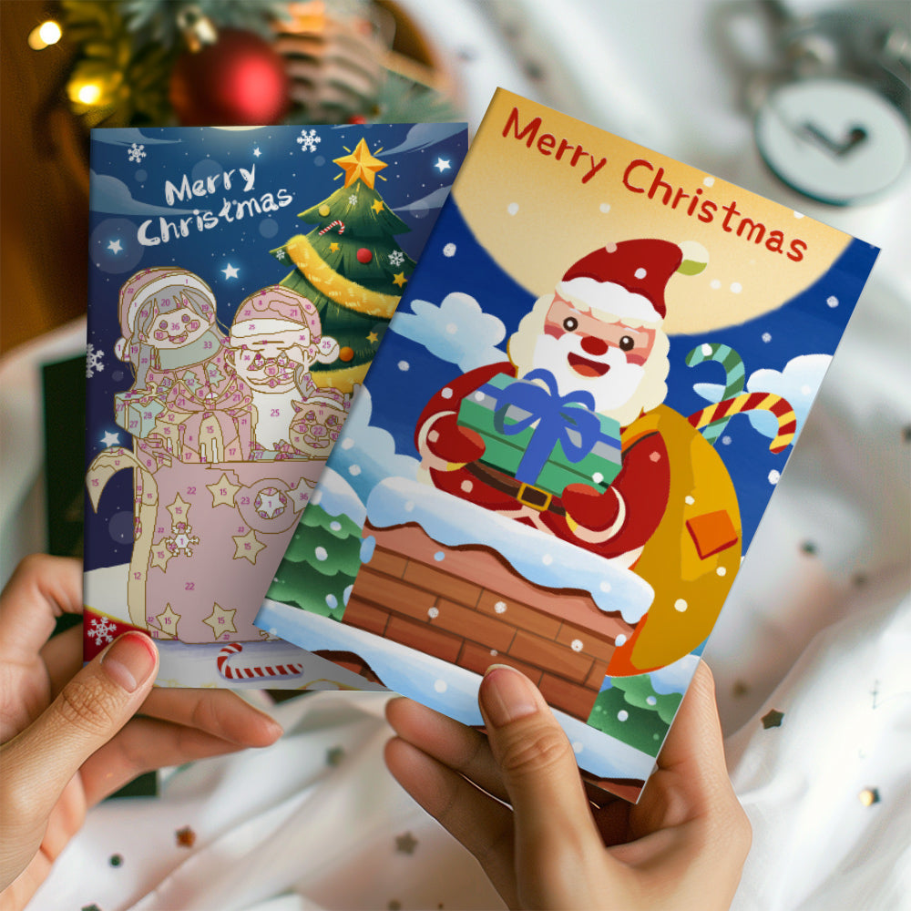 Cartes de Noël à peindre par numéros - Collection Sapin de Noël (Lot de 6)