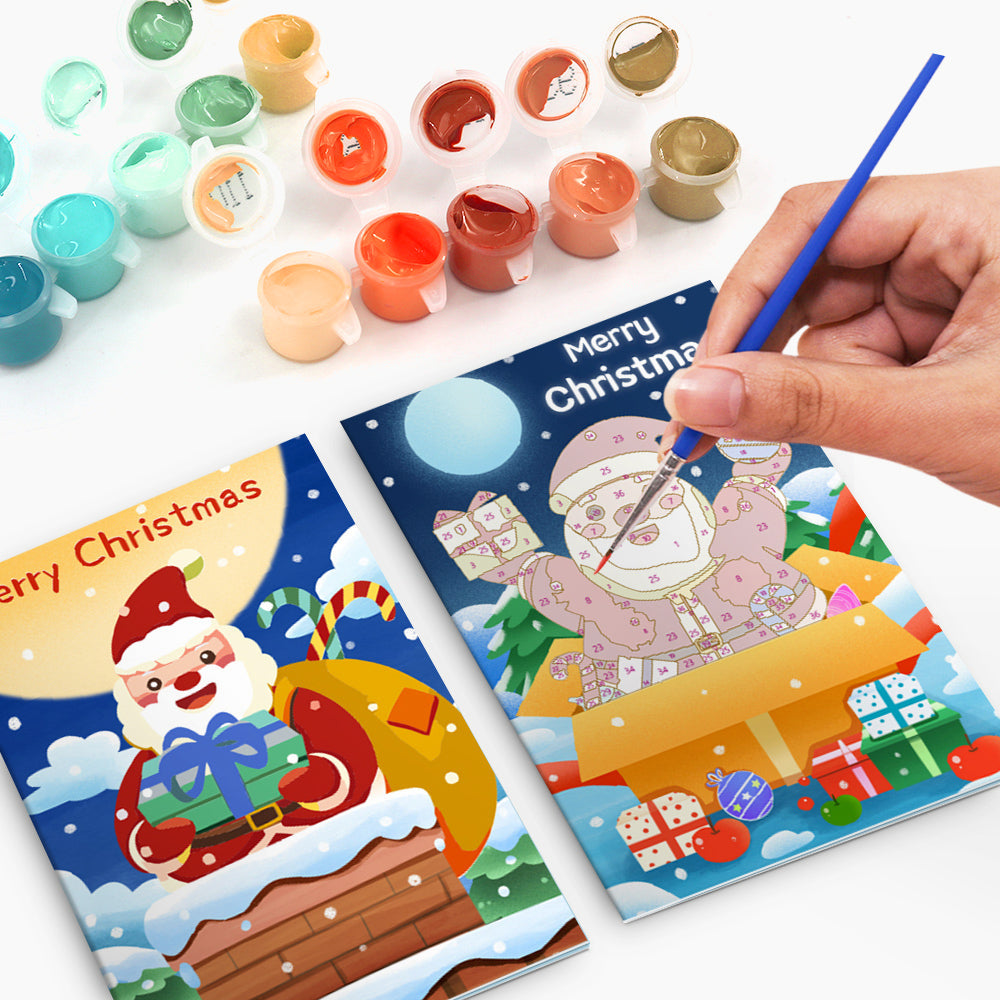 Cartes de Noël à peindre par numéros - Collection Sapin de Noël (Lot de 6)