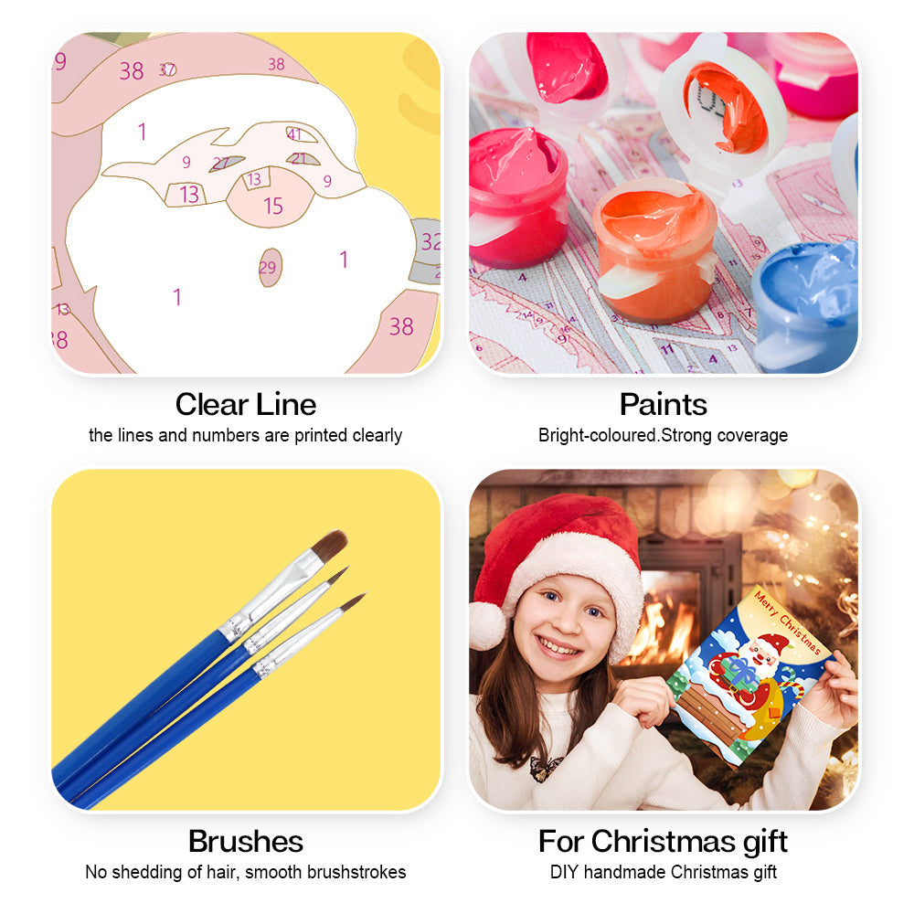 Cartes de Noël à peindre par numéros - Collection Sapin de Noël (Lot de 6)