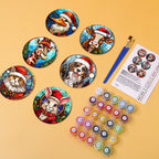 Dessin Peinture Par Numéros d'Animaux avec Bonnet de Noël, Ensemble de Sous-Verres (Lot de 6)