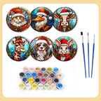 Dessin Peinture Par Numéros d'Animaux avec Bonnet de Noël, Ensemble de Sous-Verres (Lot de 6)