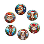 Dessin Peinture Par Numéros d'Animaux avec Bonnet de Noël, Ensemble de Sous-Verres (Lot de 6)