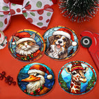 Dessin Peinture Par Numéros d'Animaux avec Bonnet de Noël, Ensemble de Sous-Verres (Lot de 6)