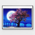 Cherry Blossoms Tree by Moonlight