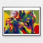 Colorful Eagle and Fox