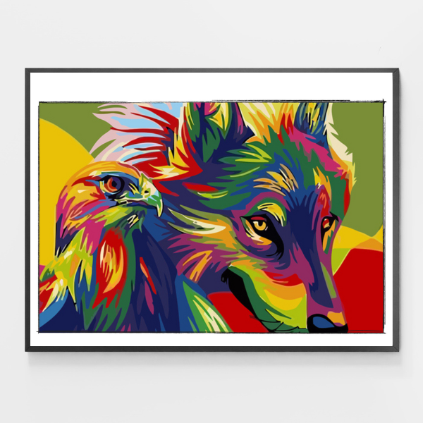 Colorful Eagle and Fox