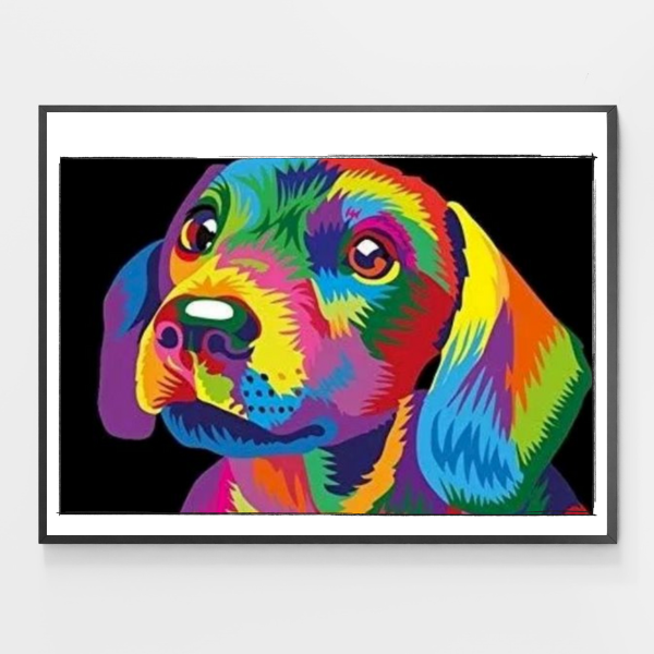 Chiot Coloré – Peinture par Numéros DIY