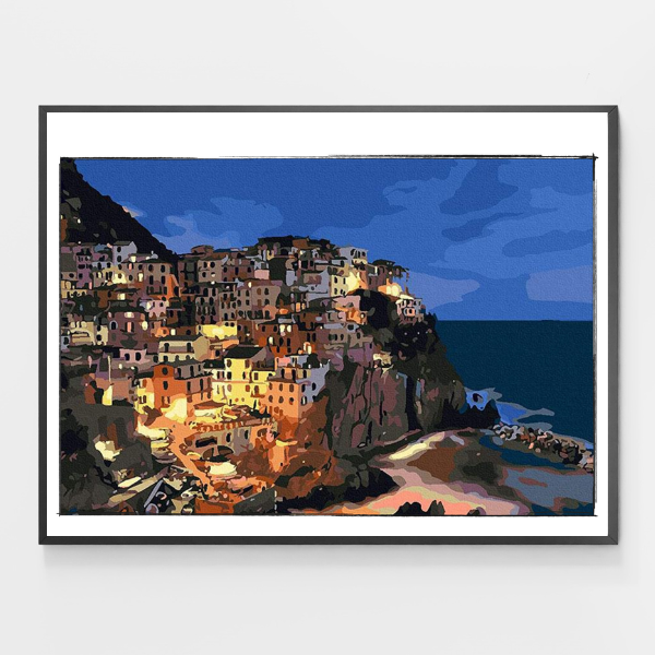 Paysage de plage italien - Peinture par numéros à faire soi-même