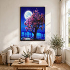 Cherry Blossoms Tree by Moonlight
