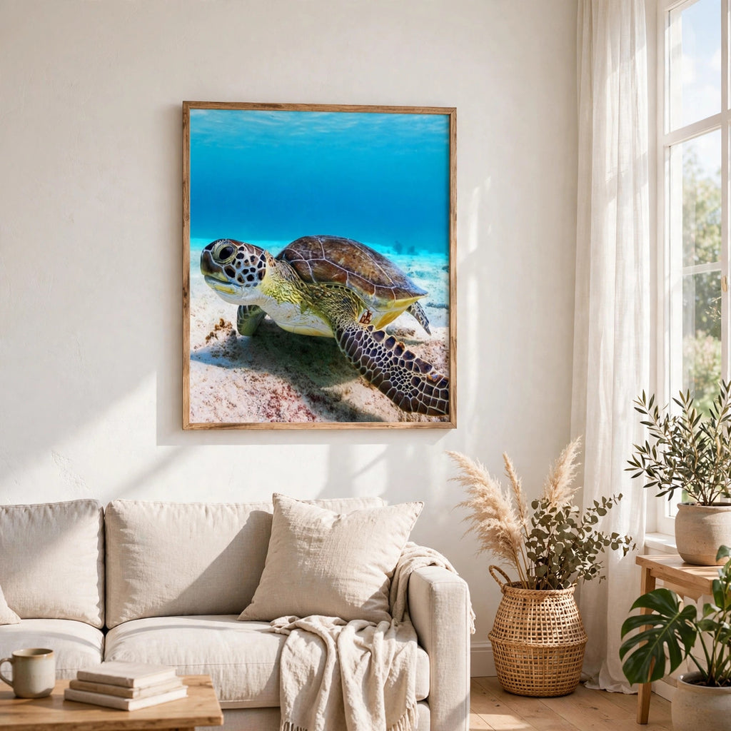 Blue Marble Sea Turtle