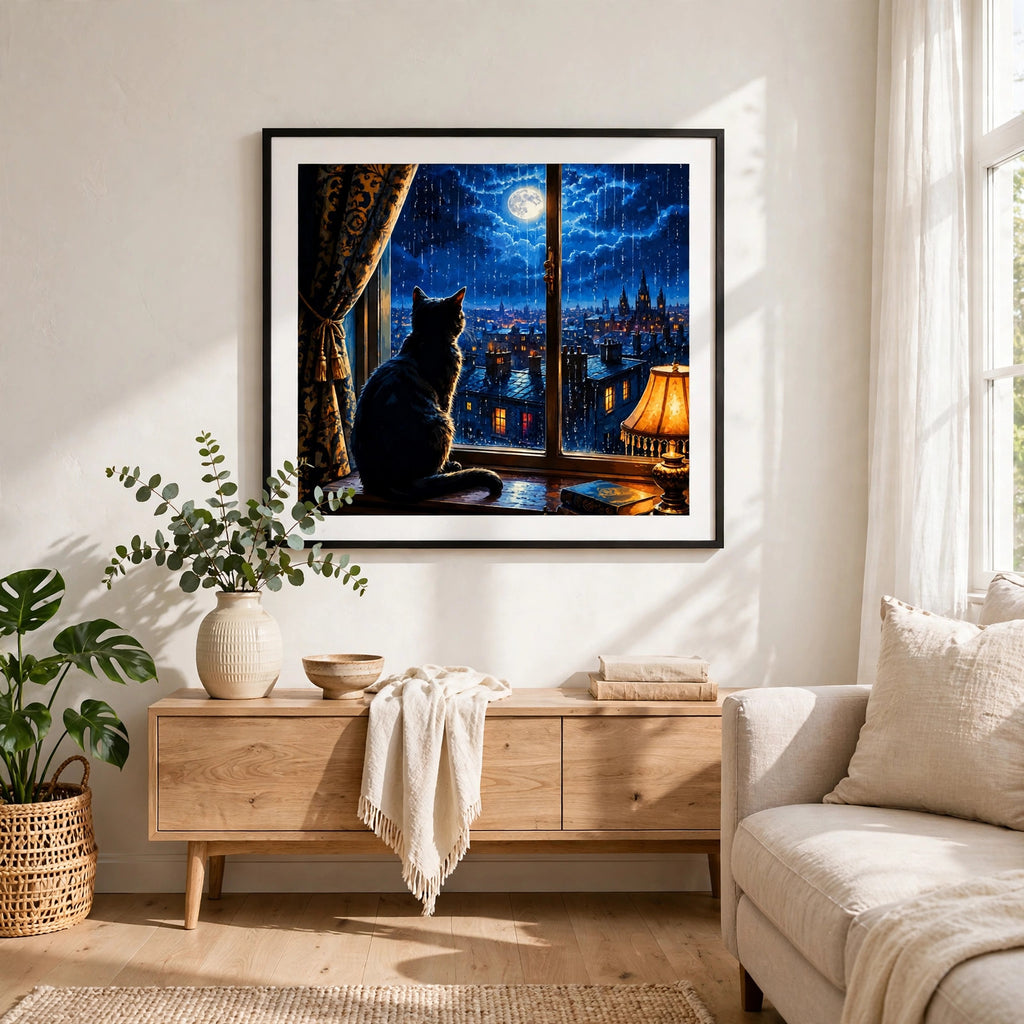 Cozy Rain-Lit Night with City View