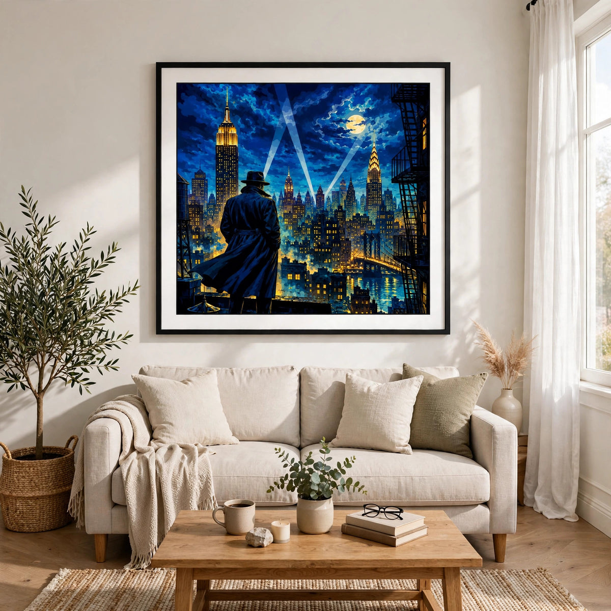 Noir Cityscape with a Lone Detective