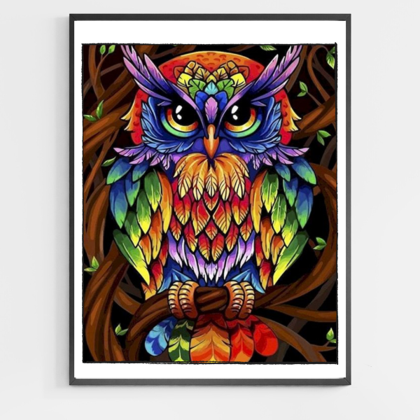 Hibou coloré - Peinture par numéros à réaliser soi-même