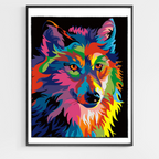 Loup coloré - Peinture par numéros à faire soi-même